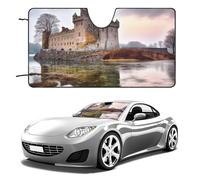 Car Windshield Sunshade & Keeps Interior Cool | Universal Fits Cars, SUVs, Trucks | Castle Near Lake Stones Printed Automotive Sun Screen, Visor & Car Accessories for Summer