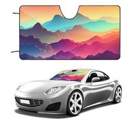 Car Windshield Sunshade & Keeps Interior Cool | Universal Fits Cars, SUVs, Trucks | Color Mountain Gradient Printed Automotive Sun Screen, Visor & Car Accessories for Summer