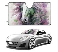 Car Windshield Sunshade & Keeps Interior Cool | Universal Fits Cars, SUVs, Trucks | Green Horse Printed Automotive Sun Screen, Visor & Car Accessories for Summer