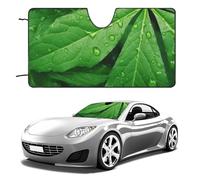 Car Windshield Sunshade & Keeps Interior Cool | Universal Fits Cars, SUVs, Trucks | Green Leaves Printed Automotive Sun Screen, Visor & Car Accessories for Summer