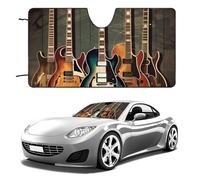 Car Windshield Sunshade & Keeps Interior Cool | Universal Fits Cars, SUVs, Trucks | Guitars Art Printed Automotive Sun Screen, Visor & Car Accessories for Summer