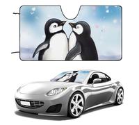 Car Windshield Sunshade & Keeps Interior Cool | Universal Fits Cars, SUVs, Trucks | I Love Penguins Printed Automotive Sun Screen, Visor & Car Accessories for Summer