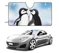 Car Windshield Sunshade & Keeps Interior Cool | Universal Fits Cars, SUVs, Trucks | I Love Penguins Printed Automotive Sun Screen, Visor & Car Accessories for Summer