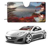 Car Windshield Sunshade & Keeps Interior Cool | Universal Fits Cars, SUVs, Trucks | Japan Mount Fuji Landscape Printed Automotive Sun Screen, Visor & Car Accessories for Summer