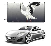 Car Windshield Sunshade & Keeps Interior Cool | Universal Fits Cars, SUVs, Trucks | Japanese Crane Printed Automotive Sun Screen, Visor & Car Accessories for Summer