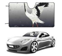 Car Windshield Sunshade & Keeps Interior Cool | Universal Fits Cars, SUVs, Trucks | Japanese Crane Printed Automotive Sun Screen, Visor & Car Accessories for Summer