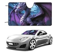 Car Windshield Sunshade & Keeps Interior Cool | Universal Fits Cars, SUVs, Trucks | Purple Dragon Purple Moon Printed Automotive Sun Screen, Visor & Car Accessories for Summer