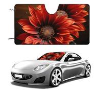 Car Windshield Sunshade & Keeps Interior Cool | Universal Fits Cars, SUVs, Trucks | Red Sunflower Printed Automotive Sun Screen, Visor & Car Accessories for Summer