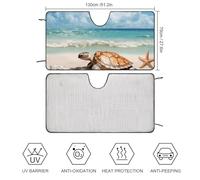 Car Windshield Sunshade & Keeps Interior Cool | Universal Fits Cars, SUVs, Trucks | Sea Turtle Starfish1 Printed Automotive Sun Screen, Visor & Car Accessories for Summer