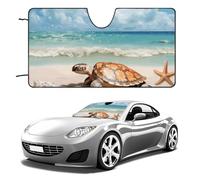Car Windshield Sunshade & Keeps Interior Cool | Universal Fits Cars, SUVs, Trucks | Sea Turtle Starfish1 Printed Automotive Sun Screen, Visor & Car Accessories for Summer