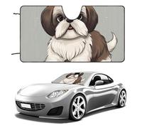 Car Windshield Sunshade & Keeps Interior Cool | Universal Fits Cars, SUVs, Trucks | Shih Tzu Dog1 Printed Automotive Sun Screen, Visor & Car Accessories for Summer