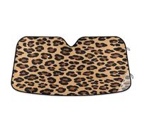 Car Windshield Sunshade Leopard Print Black Brown, Foldable Windshield Heat Shield, Front Window Cover - 55×27.6 Inch