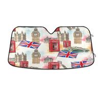 Car Windshield Sunshade London Icons Vintage, Foldable Windshield Sun Visor, Front Window Cover - 55×27.6 Inch