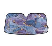 Car Windshield Sunshade Marble Purple Blue, Foldable Windshield Sun Visor, Front Window Cover - 55×27.6 Inch