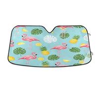 Car Windshield Sunshade Pink Flamingos, Foldable Car Reflector Sun Shade, Front Window Cover (53×23.5 Inch)