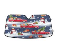 Car Windshield Sunshade Red Vintage Truck Christmas, Foldable UV Sunshade for Car, Front Window Cover - 55×27.6 Inch