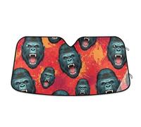 Car Windshield Sunshade Roaring Gorilla Red, Foldable Front Window Cover, Windshield Heat Shield - 53×23.5 Inches