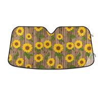 Car Windshield Sunshade Sunflowers Green Leaves, Foldable Front Window Cover, Sun Cover for Car Windshield - 53×23.5 Inches M