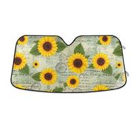 Car Windshield Sunshade Sunflowers Green Leaves Vintage, Foldable Front Window Cover, UV Sunshade for Car - 53×23.5 Inches M