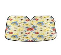 Car Windshield Sunshade Vintage Flowers Bees, Foldable Front Window Cover, Car Windshield Heat Protector - 53×23.5 Inches