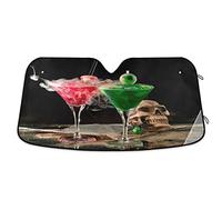 Car Windshield Sunshades Auto Sun Visor Protector Foldable Car Sunscreen Heat Shield Cover Keeps Your Vehicle Cool Two Halloween Cocktails with Vamp Teeth and Eye in Smoke 55 x 27.6 inch