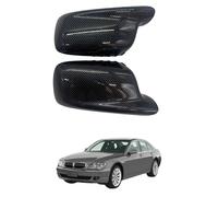 Car Wing Mirror Cover Caps for BMW 7-Series E65 2001-2008 Carbon Fiber Texture - Left Right Side Rearview Mirror Housing Shell ABS Plastic