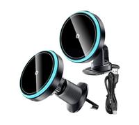 Car Wireless Charger, Dashboard Phone Stand, Vehicle Cellphone Holder, 15W Magnetic Smartphone Charger for Truck, Sedan, Fast Charging, Adjustable Mount, Adaptive Light Interaction