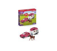 Car with horse trailer, Schleich box with 1 Schleich horse included, figurine box for children aged 5,