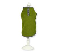 Cara Mia Dogwear Lightweight Button Neck Dog Fleece Vest Shirt Coat (L, Green/Grey)