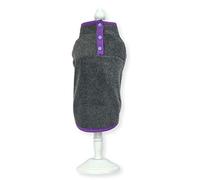 Cara Mia Dogwear Lightweight Button Neck Dog Fleece Vest Shirt Coat (L, Grey/Purple)