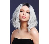 Smiffys Fever Cara Wig, Two Toned Blend, Ice Silver