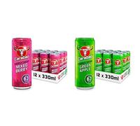 Carabao Energy Drink Mixed Berry (12 Cans) & Green Apple (12 Cans), 24 x 330ml Case Cans, Low Calorie and less Sugar, Tasty Fizzy Flavour, Vegan, B Vitamins, Caffeine with Zero Crash, Multipack