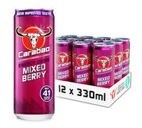 Carabao Energy Drink Mixed Berry, 12 x 330ml Cans Case, Low Calorie, Lower Sugar, Fizzy Fruit Flavour, Vegan, Gluten Free Drink, B Vitamins, Taurine, Caffeine with Zero Crash, Bulk Crates, Multipack