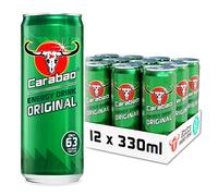 Carabao Energy Drink Original, 12 x 330ml Cans Case, Low Calorie, Lower Sugar, B Vitamins, Taurine, Caffeine with Zero Crash, Vegan Friendly, Gluten Free Drink, Bulk Crates, Multipack