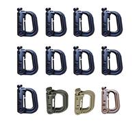 carabiner， 12X Carabiner quickdraw D ring Clip Molle Webbing strap Outdoor Backpack Buckle Snap Lock Camp Shackle Bag Tactical hanging hook(As Photo)