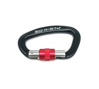 carabiner， 25KN Mountaineering Caving Rock Climbing Carabiner D Shaped Safety Master Screw Lock Buckle Escalade Equipement(Black)