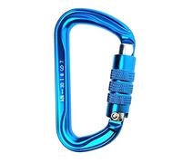 carabiner， 30KN Rock Climbing Auto Locking Carabiner Blue D-shaped Master karabiner Hook For Caving Mountaineering Arborist Tree(1 Piece)