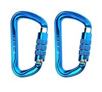 carabiner， 30KN Rock Climbing Auto Locking Carabiner Blue D-shaped Master karabiner Hook For Caving Mountaineering Arborist Tree(2 Piece)