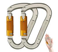 Carabiner Caribeener Clips Heavy Duty Large Alloy Steel D Ring Shape Locking Carabiner for Hammock,Keychain,Outdoor,Camping,Hiking,Dog Leash Harness