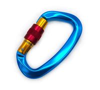 carabiner clip, 25KN Mountaineering Caving Rock Climbing Carabiner D Shaped Safety Master Screw Lock Buckle Escalade Equipement(Blue)