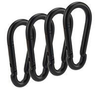 Carabiner Clip Black Spring Snap Hook 3 Inch Steel Link Buckle Heavy Duty 8x80mm 4pcs for Hammock Swing Outdoor Camping Hiking