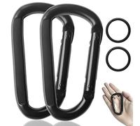 Carabiner Clip, Caribeener Clips, 3" Heavy Duty Carabiner for Hammocks, Camping Accessories, Hiking, Keychains, D Shaped Spring Hook Carabiners for Dog Leash, Harness and Key Ring, 880lbs, Black(2)
