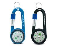 Carabiner Clip On Compass Hiking - Compact Compass Keychain Backpacks | Small Pocket Magnetic Compass Keychain for Kids - Hiking Compass Twist Lock | Keyring Keychains Outdoor Survival Camping 2 pcs