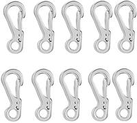 Carabiner Clip Outdoor Mini Spring Buckle Quick Hanging Keyring Hook Carabiner Clip Hook for Camping Ring Clip Lightweight Small karabiner Key Chain Clips Silver 10pcs Practical