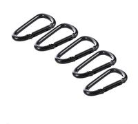 Carabiner Clips, Heavy duty hooks, 5PCS MiniBlack D Shaped Buckle Aluminum Alloy Locking Spring Snap Hook Keychain Clip Outdoor Camping Traveling(D Shaped)