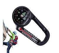 Carabiner Compass - 7.5x3.7x1.1cm Aluminum Alloy Pocket Survival Tool, Ball Compass | Multifunctional Outdoor Navigation Device With Temperature Gauge, For Hiking Backpacking Camping