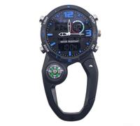 Carabiner Hook Watch with Luminous Hands Alarm and Date Display for Camping Hiking Climbing Outdoor Sports (Blue white)