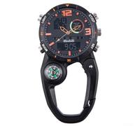 Carabiner Hook Watch with Luminous Hands Alarm and Date Display for Camping Hiking Climbing Outdoor Sports (Orange)