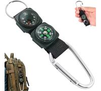Carabiner Keychain Compass Thermometer Multifunctional Tool | Outdoor Navigation, Mountaineering Use, Wilderness Accessory, Compact Design, Keychain Clip