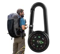 Carabiner Keyring, Compass Keyring, Navigation Keyring, Compass with Carabiner Clip for Hiking, Small Pocket Compass with Keychain with Temperature Indicator for Hiking